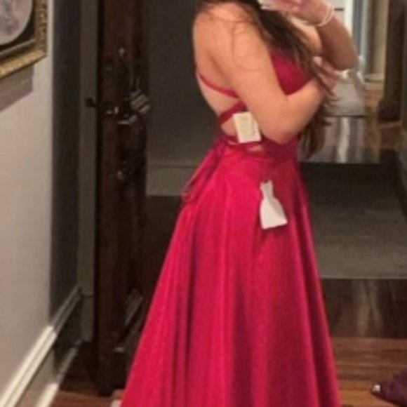 Beautiful Just Peachy Long Red Dress - Picture 3 of 3